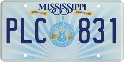 MS license plate PLC831