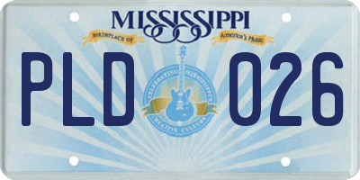 MS license plate PLD026