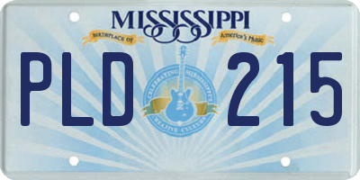 MS license plate PLD215