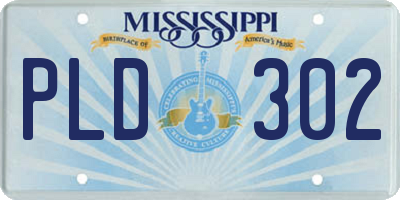 MS license plate PLD302
