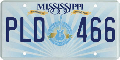 MS license plate PLD466