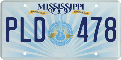 MS license plate PLD478