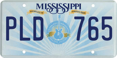 MS license plate PLD765
