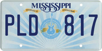 MS license plate PLD817
