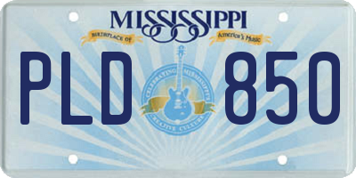 MS license plate PLD850