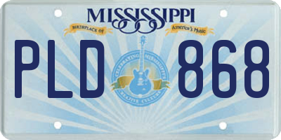 MS license plate PLD868
