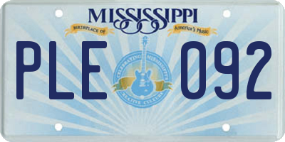 MS license plate PLE092