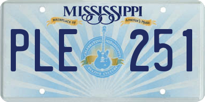MS license plate PLE251