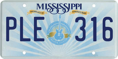 MS license plate PLE316