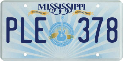 MS license plate PLE378