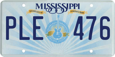 MS license plate PLE476