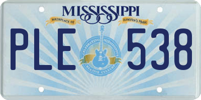 MS license plate PLE538