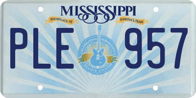 MS license plate PLE957