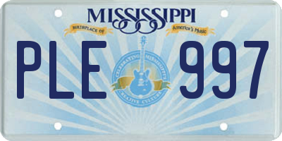 MS license plate PLE997