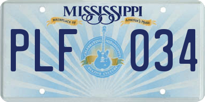MS license plate PLF034