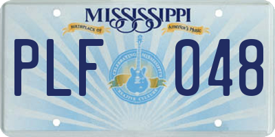 MS license plate PLF048