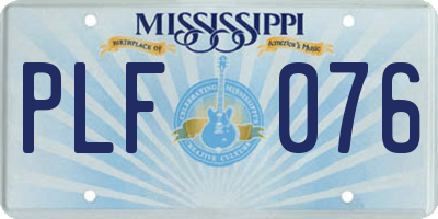 MS license plate PLF076