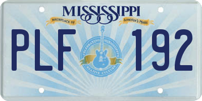 MS license plate PLF192