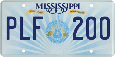 MS license plate PLF200