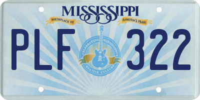 MS license plate PLF322
