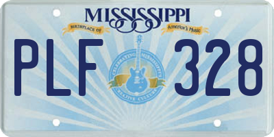 MS license plate PLF328