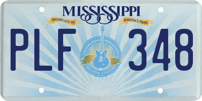 MS license plate PLF348