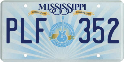 MS license plate PLF352