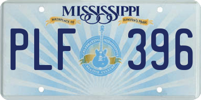 MS license plate PLF396
