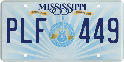MS license plate PLF449