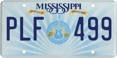 MS license plate PLF499