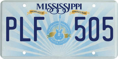 MS license plate PLF505