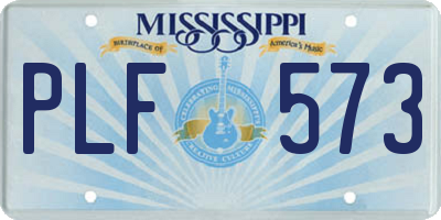 MS license plate PLF573