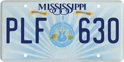MS license plate PLF630