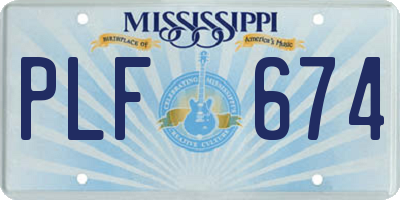 MS license plate PLF674