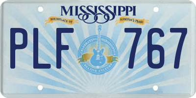 MS license plate PLF767