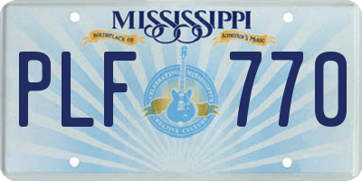 MS license plate PLF770