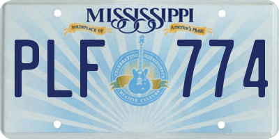 MS license plate PLF774