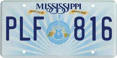 MS license plate PLF816