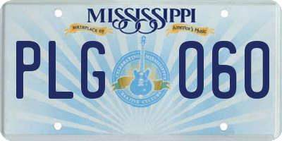 MS license plate PLG060