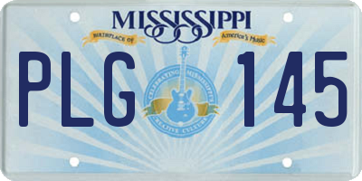 MS license plate PLG145