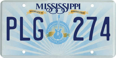 MS license plate PLG274