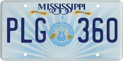 MS license plate PLG360