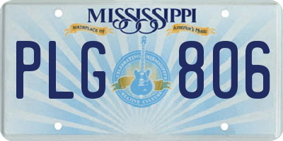 MS license plate PLG806