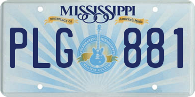 MS license plate PLG881