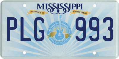 MS license plate PLG993