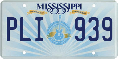 MS license plate PLI939