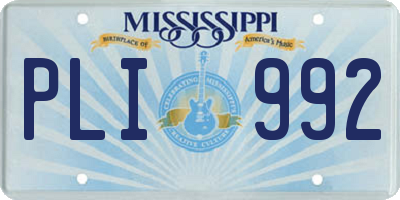 MS license plate PLI992