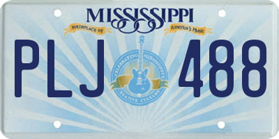 MS license plate PLJ488