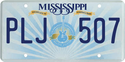 MS license plate PLJ507