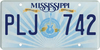 MS license plate PLJ742